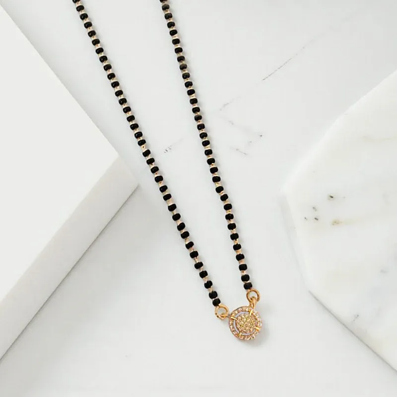 Niyanara Gold Plated Round Shaped Mangalsutra with Chain