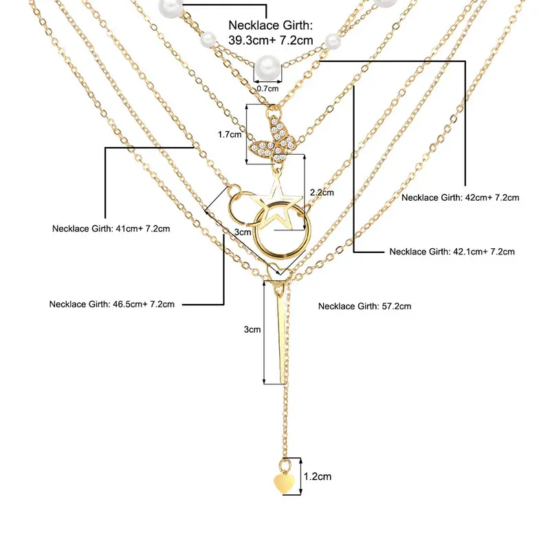Niyanara butterfly inspired set of 5 Layered Necklace