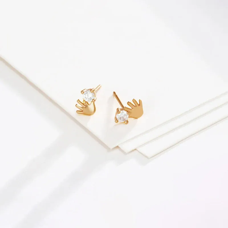 Niayanara Xuping Jewelry Hand Shaped Contemporary Stud Earrings