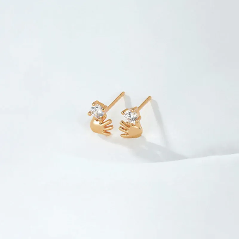 Niayanara Xuping Jewelry Hand Shaped Contemporary Stud Earrings