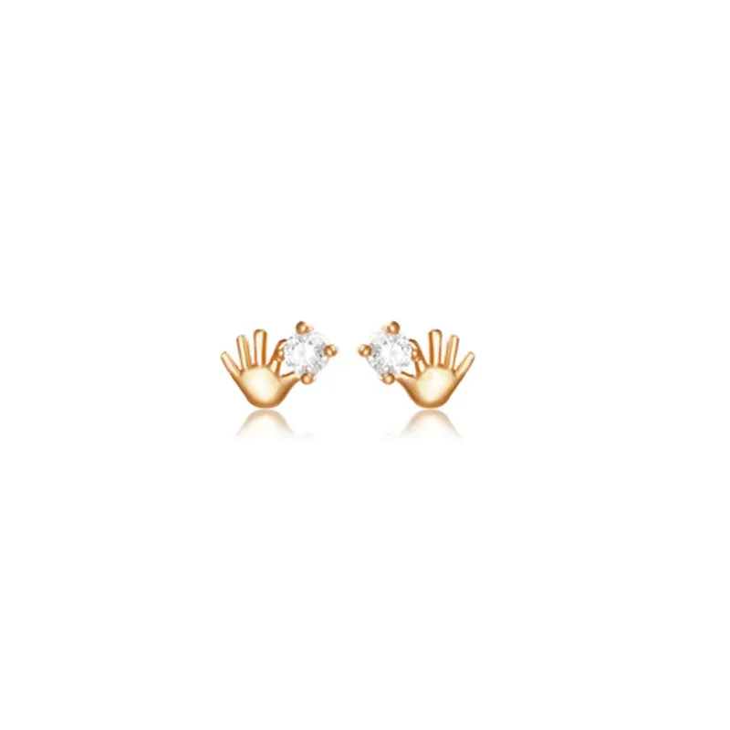 Niayanara Xuping Jewelry Hand Shaped Contemporary Stud Earrings