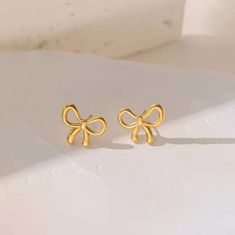 Niyanara Gold Plated Anti Tarnish Bow Themed Stud Earrings