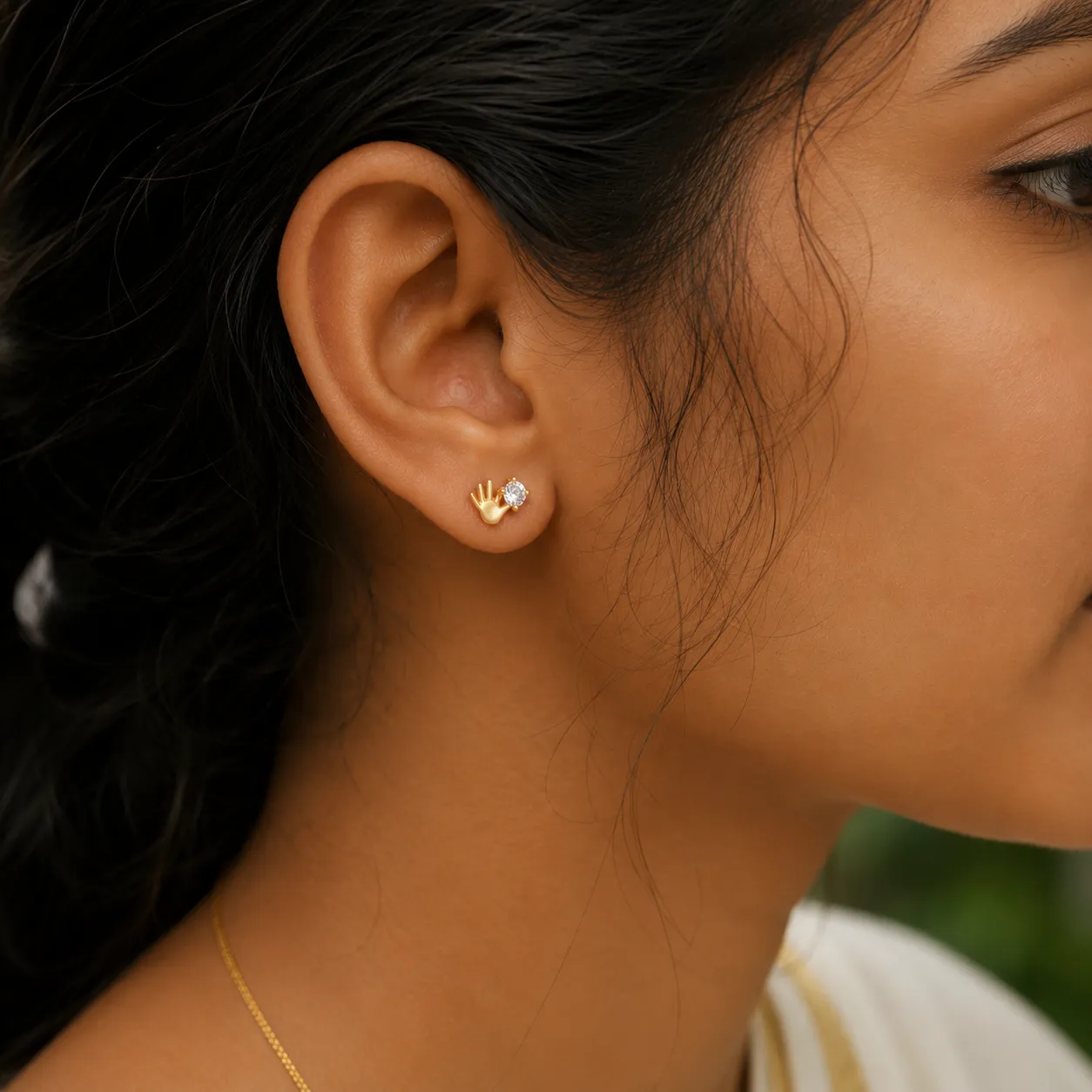 Niayanara Hand Shaped Contemporary Stud Earrings