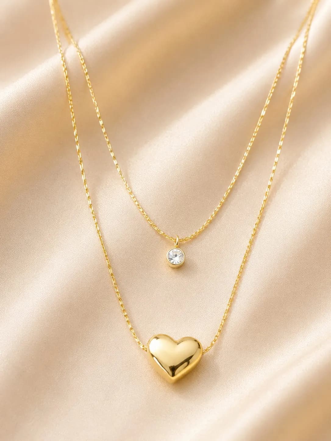 Niyanara Double Layered Golden Heart Pendant