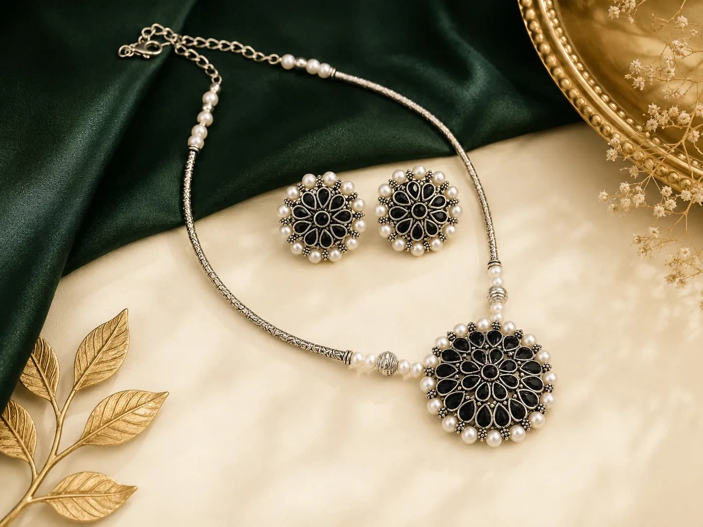 Niyanara Oxidised Hasli Necklace Set