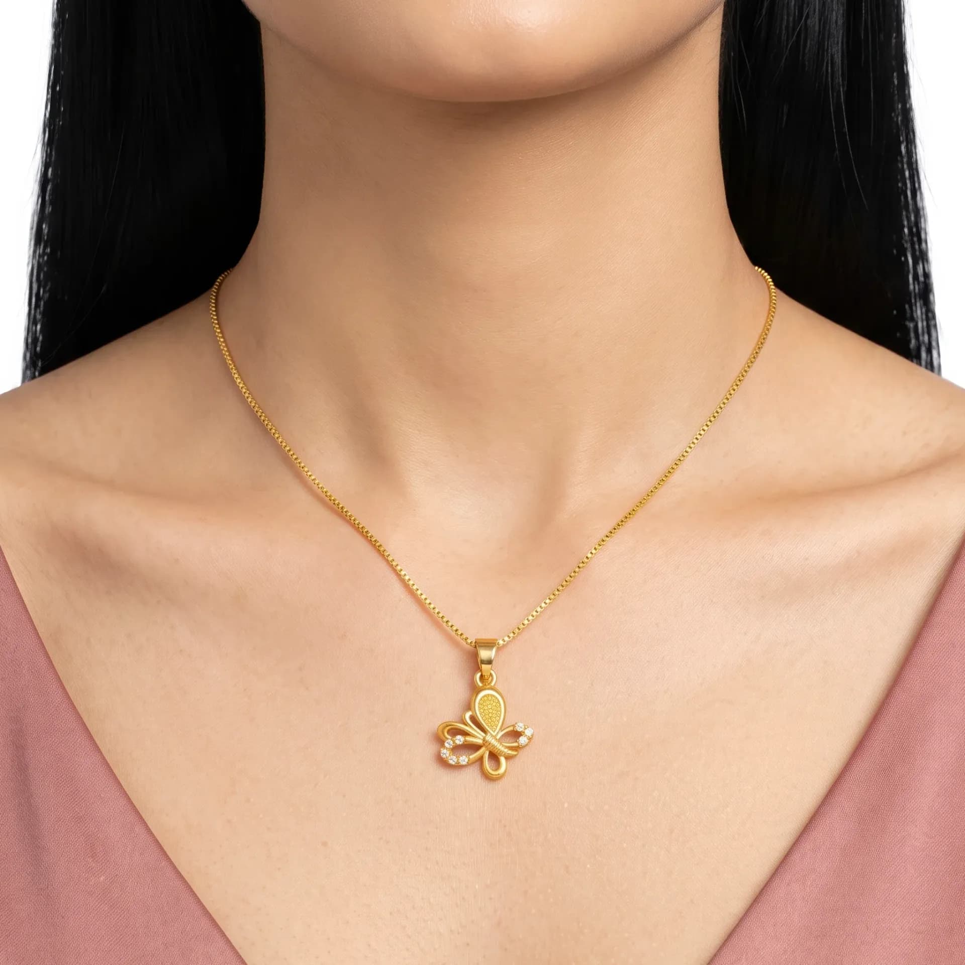 Niyanara Anti-Tarnish Butterfly Crystal Chain