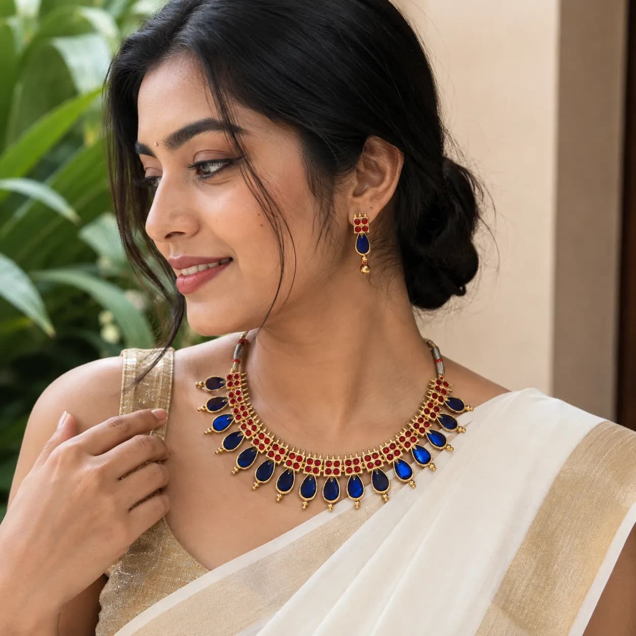 Niyanara Neelambari Gold-Plated Necklace Set