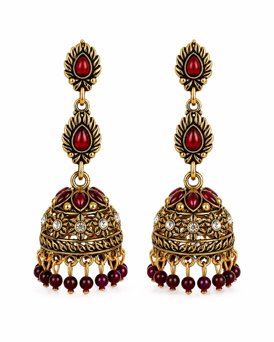 Niyanara Noir Temple Jhumki Earrings