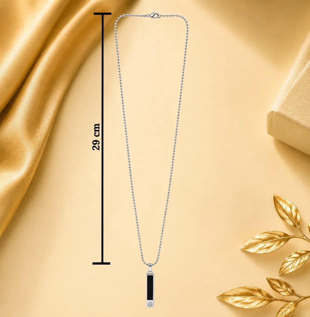 Niyanara Rectangular Black Inlay Pendant for Men