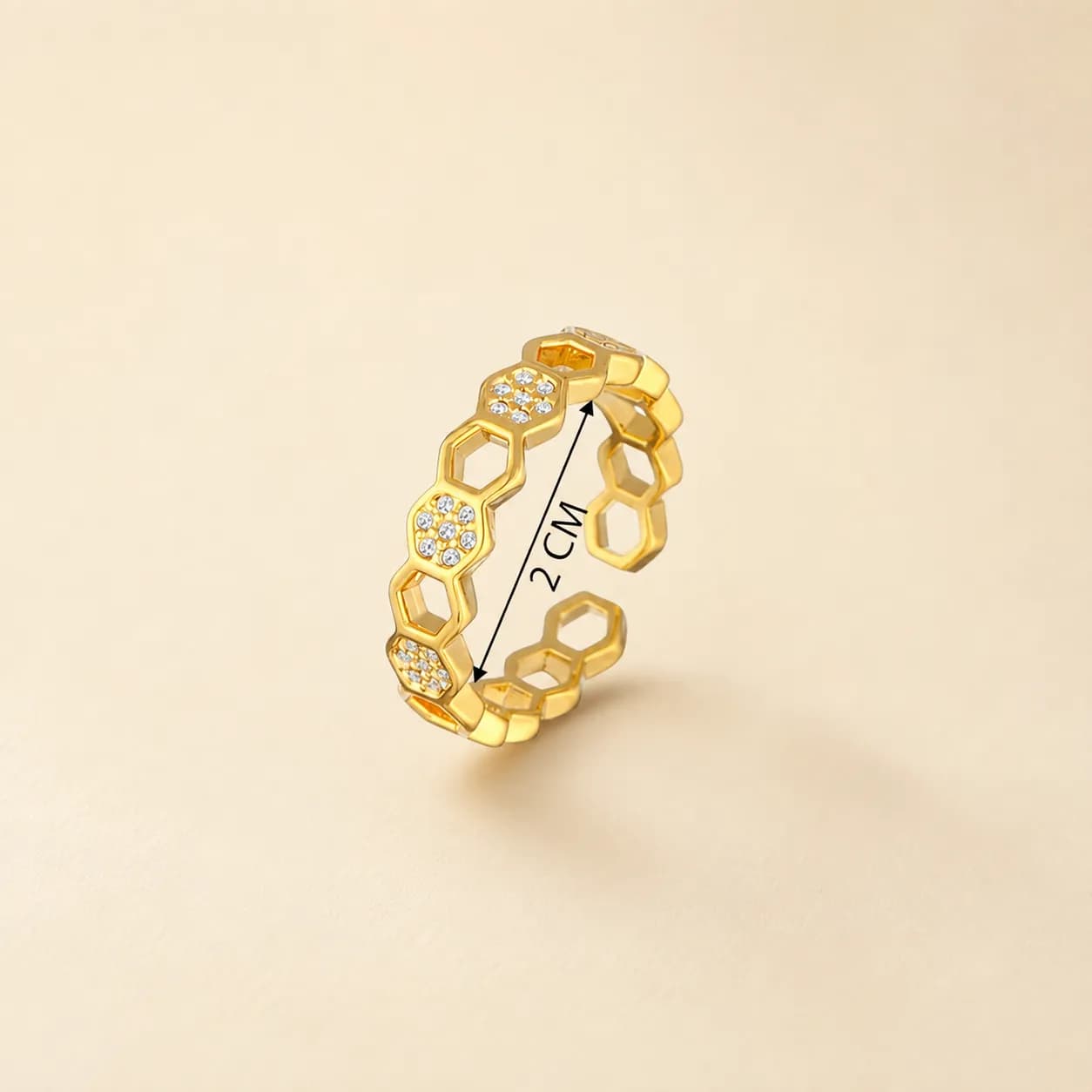 Niyanara Gold-Plated Hexagonal Adjustable Ring