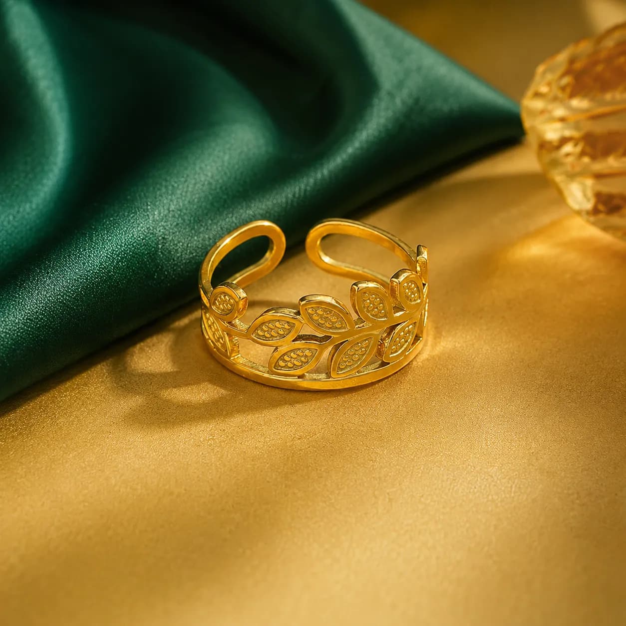 Niyanara Gold-Plated Contemporary Style Adjustable Ring