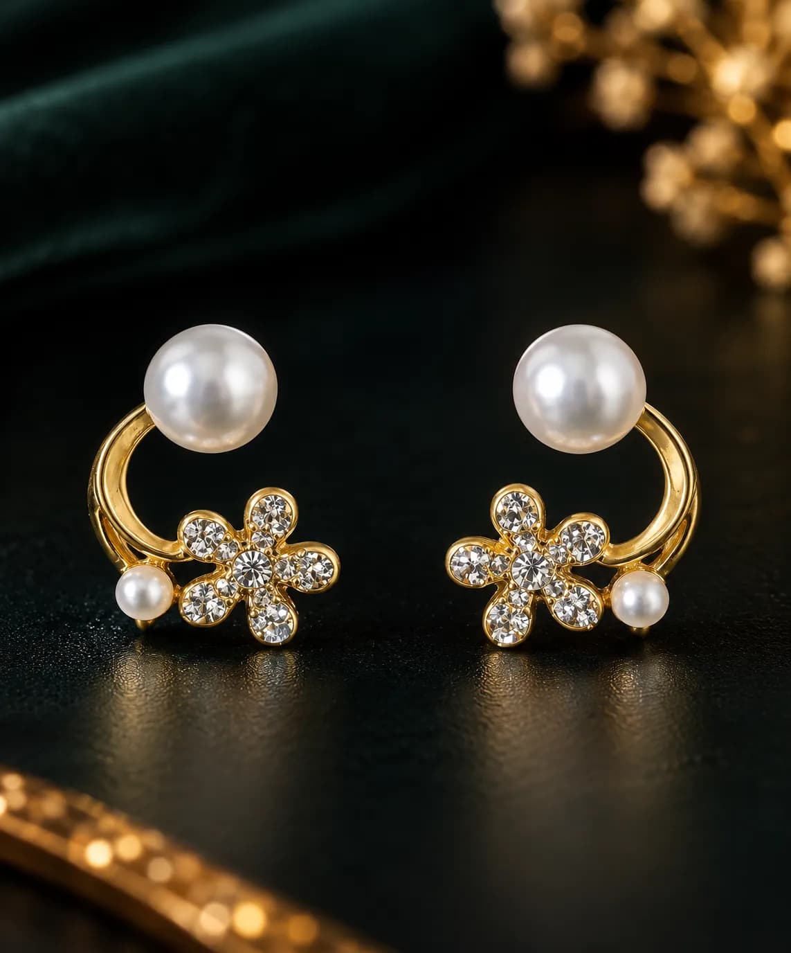 Niyanara Pearl Blossom Luxe Korean Earrings for Women
