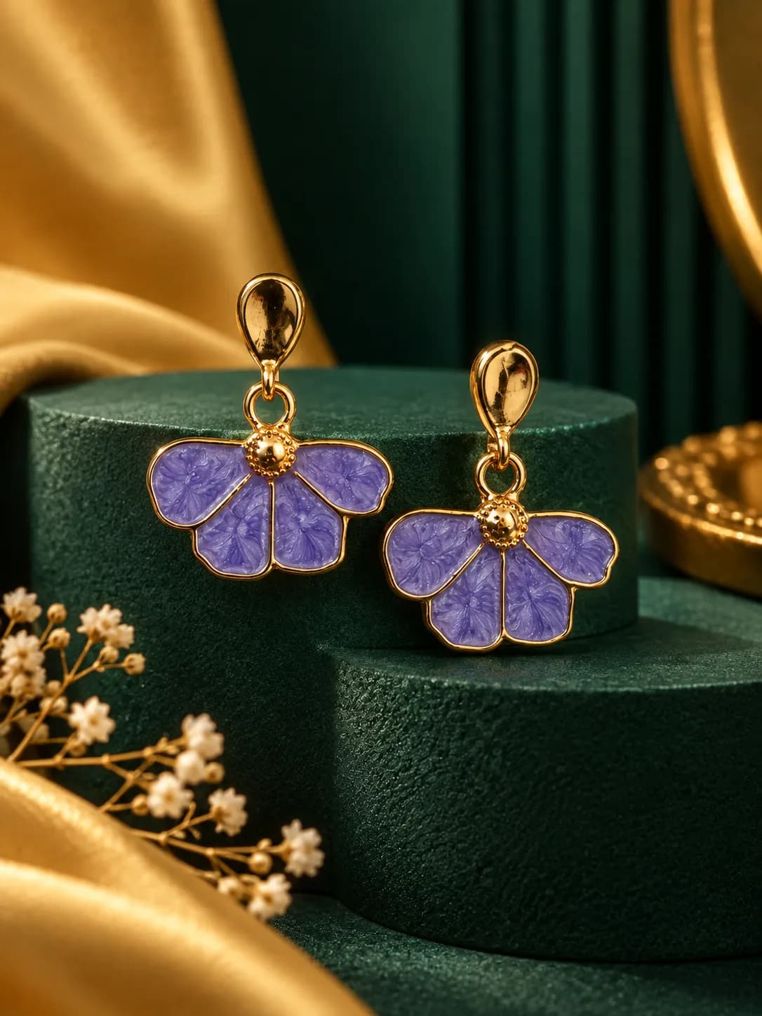 Niyanara Noir Bloom Korean Earrings for Women
