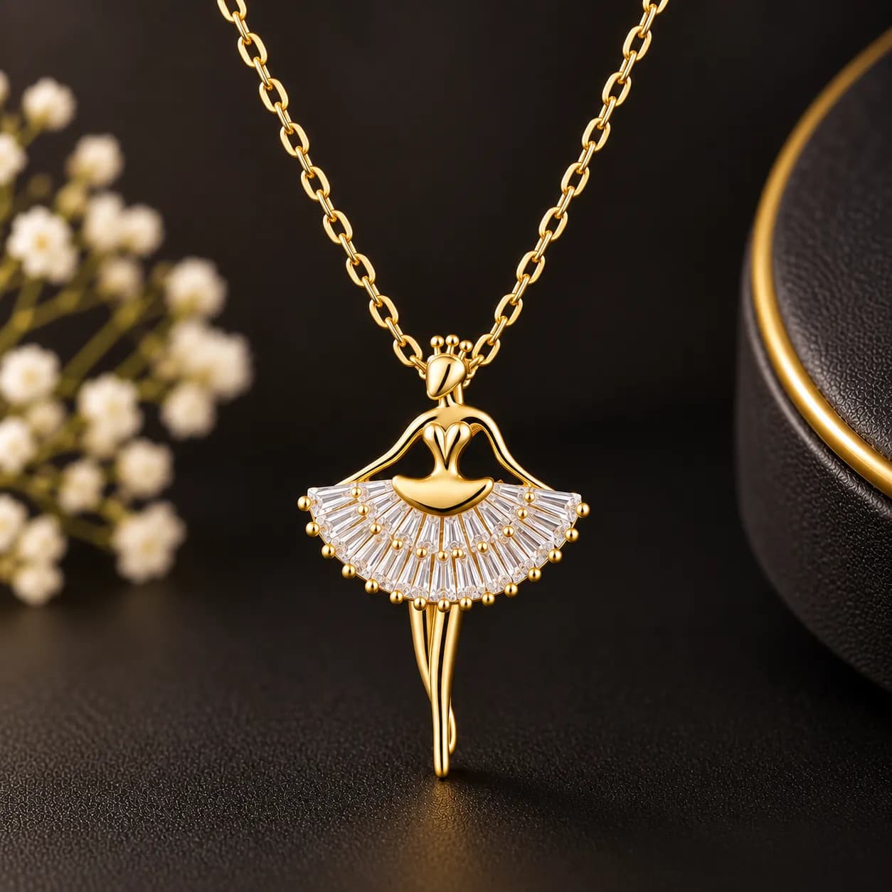Niyanara Ballerina Élan 304 Stainless Steel Gold Neck Chain with Pendant for Women