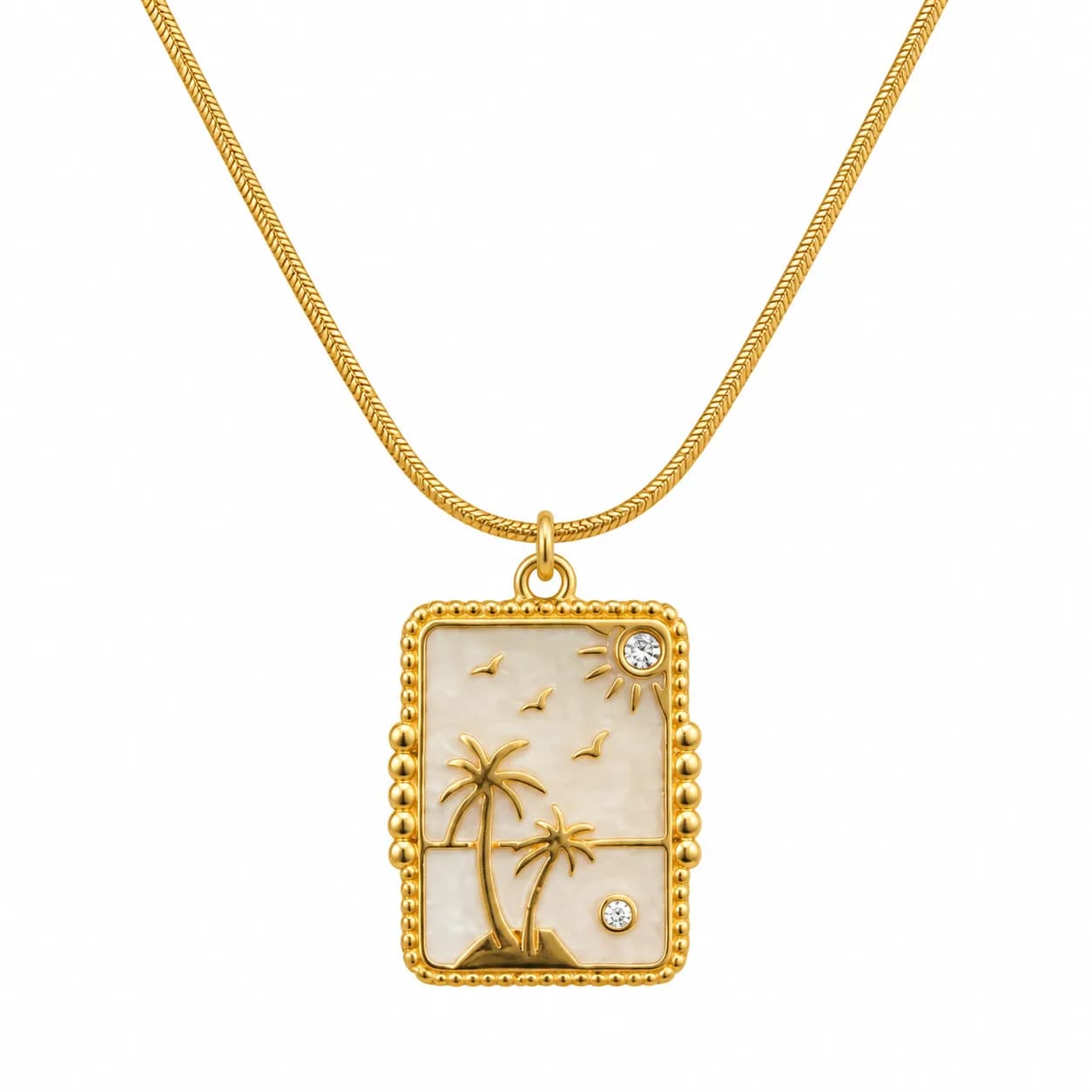 Niyanara 316L Stainless Steel PVD Gold Plated Palm Tree Pendant Neckchain for Women