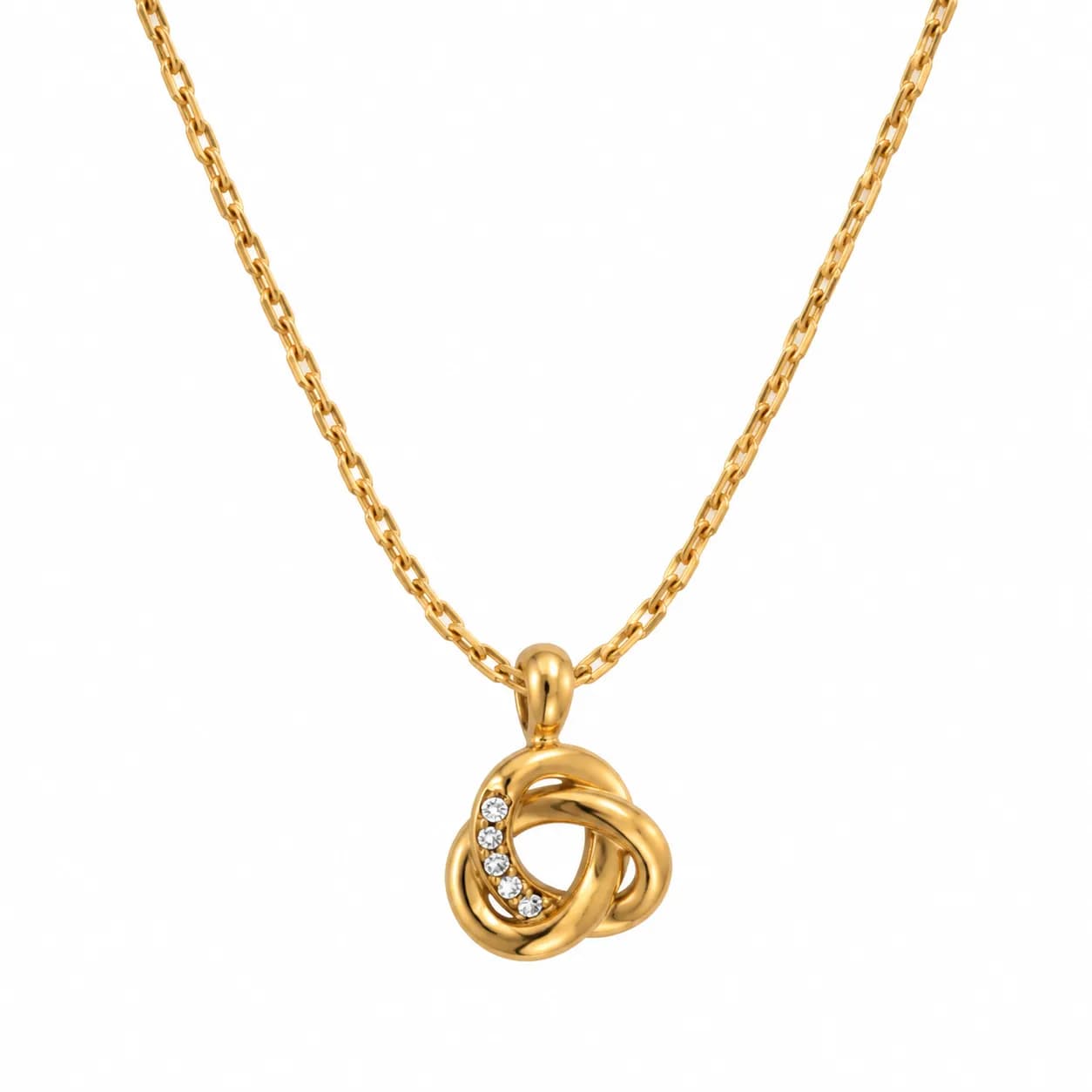 Niyanara 304 Stainless Steel Gold Plated Knot Pendant with Neckchain for Women