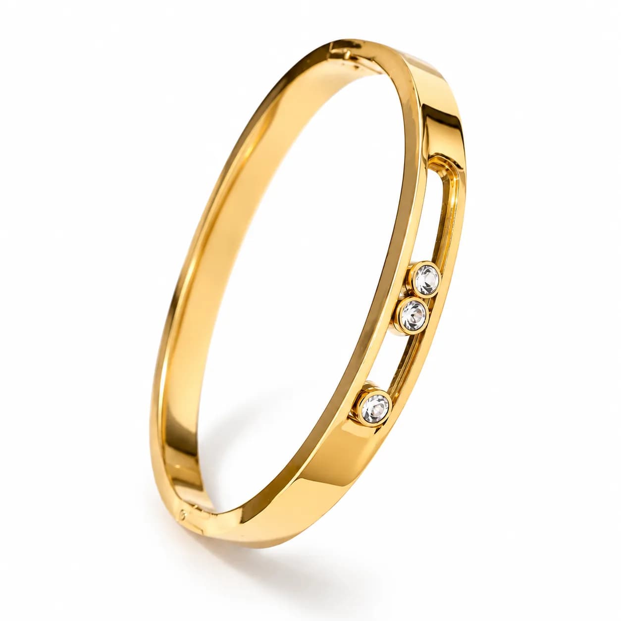 Niyanara Minimalist 304 Stainles Steel Gold plated Sparkle Bangle for Women