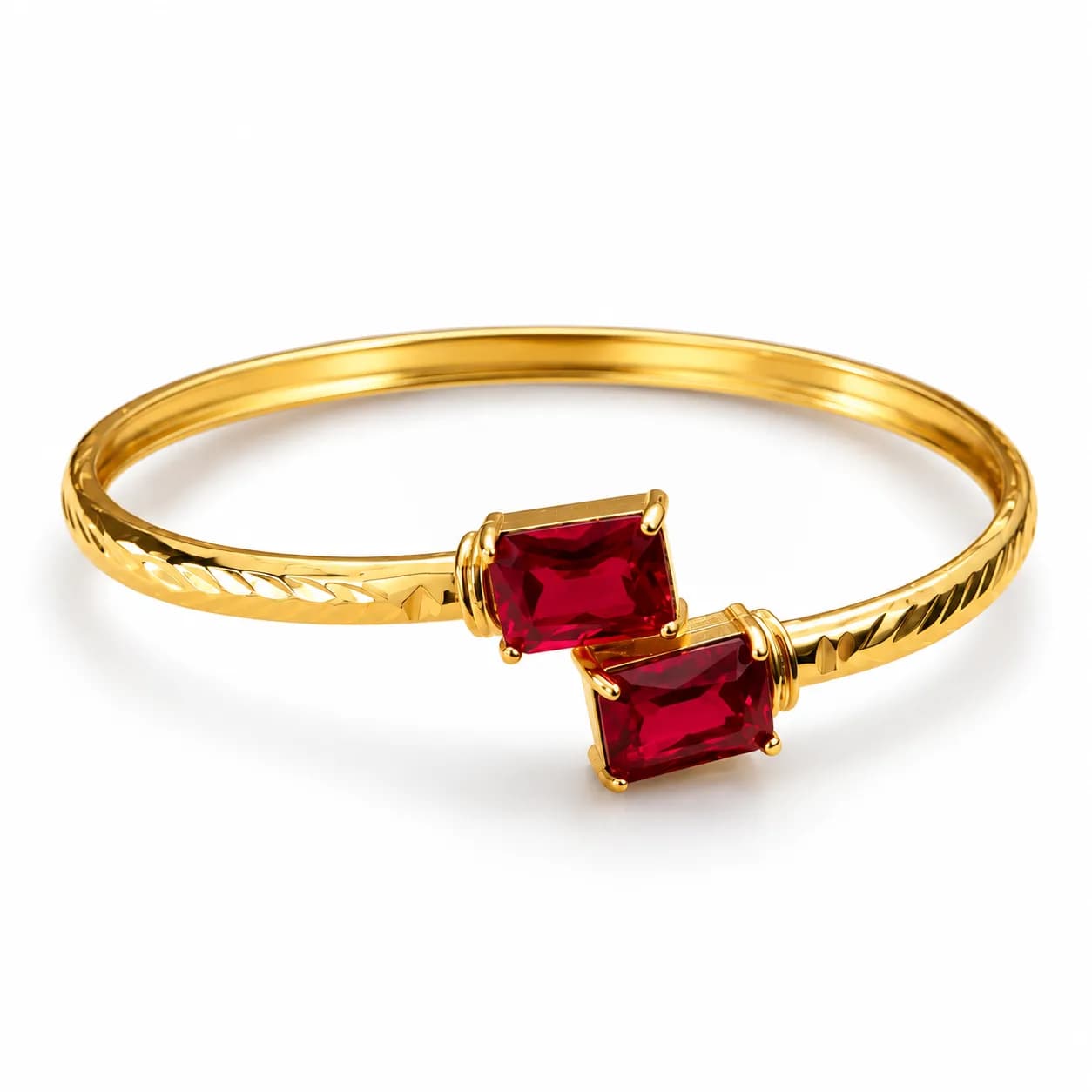 Niyanara Twin Gem Gold-Plated Bangle Pack of 01