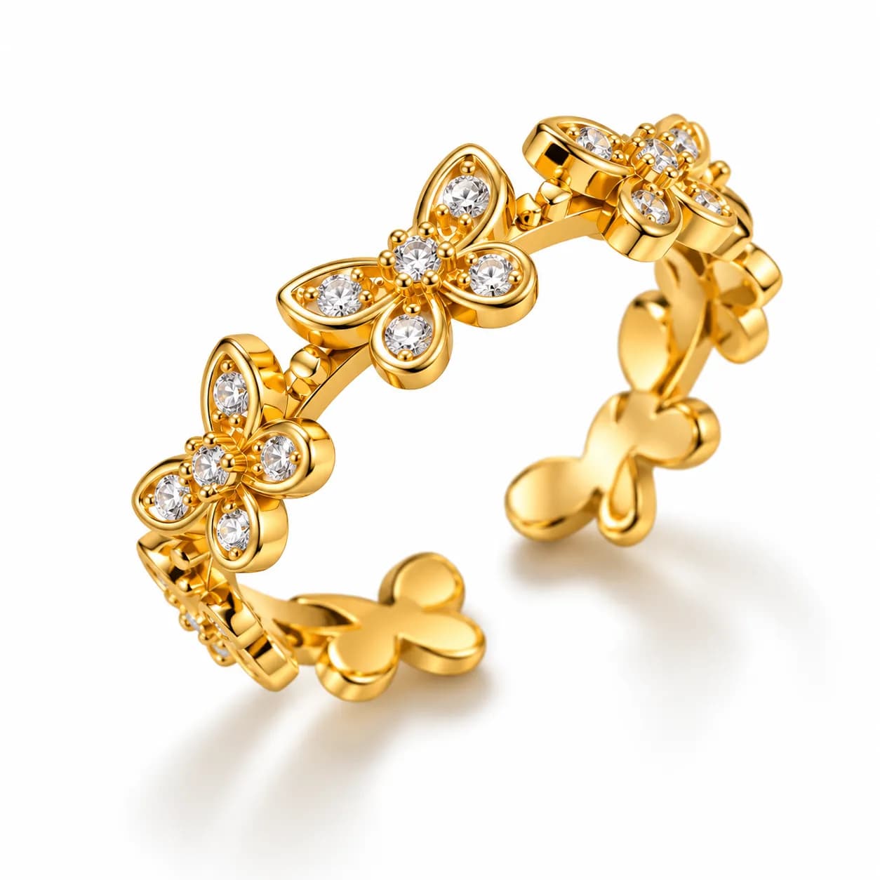 Niyanara Gold Plated Butterfly Themed Adjustable Ring