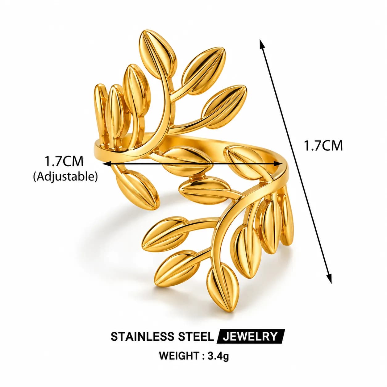 Niyanara Gold Plated Leaf Themed Adjustable Ring