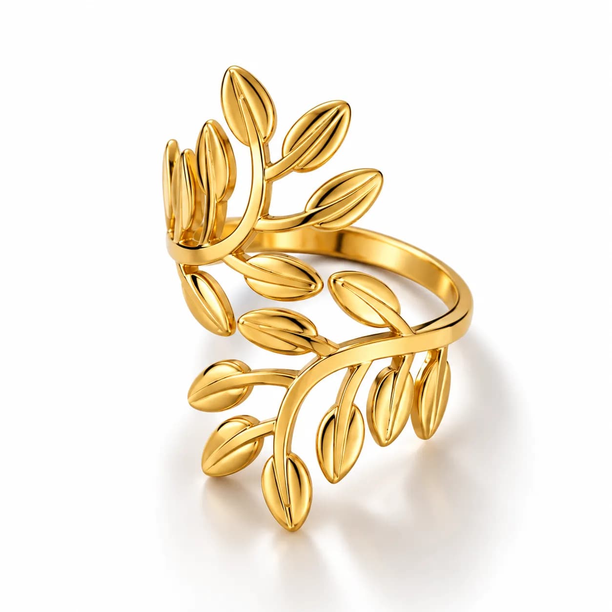 Niyanara Gold Plated Leaf Themed Adjustable Ring