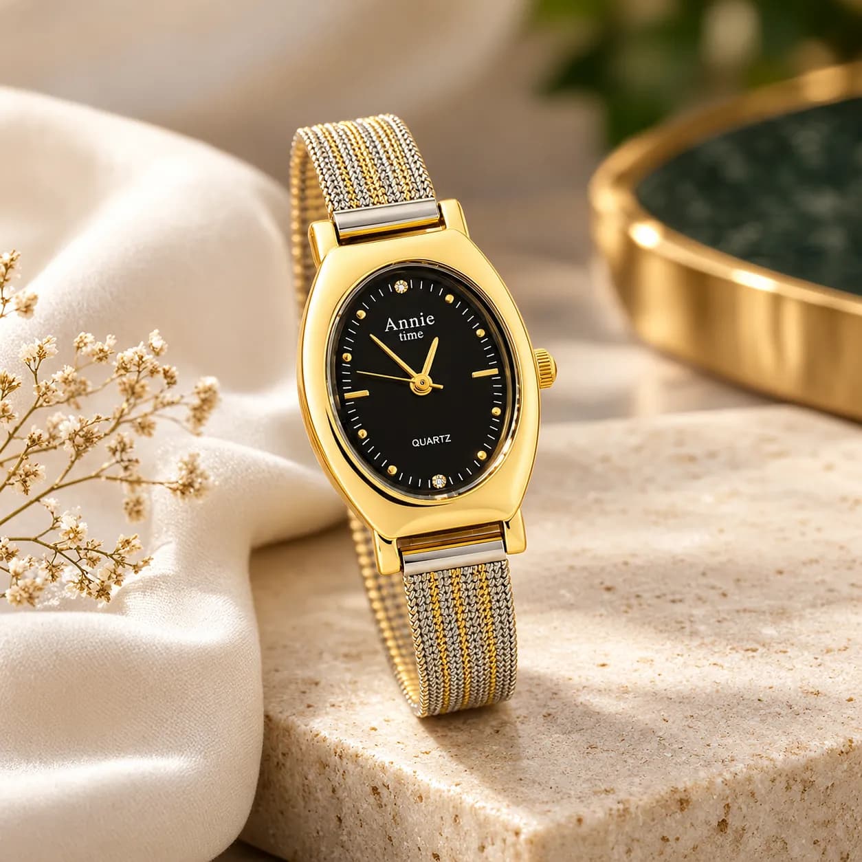 316L Stainless Steel | 18KT Gold-Tone PVD Finish Niya Noir Watch
